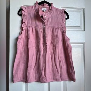 NWT Jcrew Factory Gauze smocked ruffleneck top